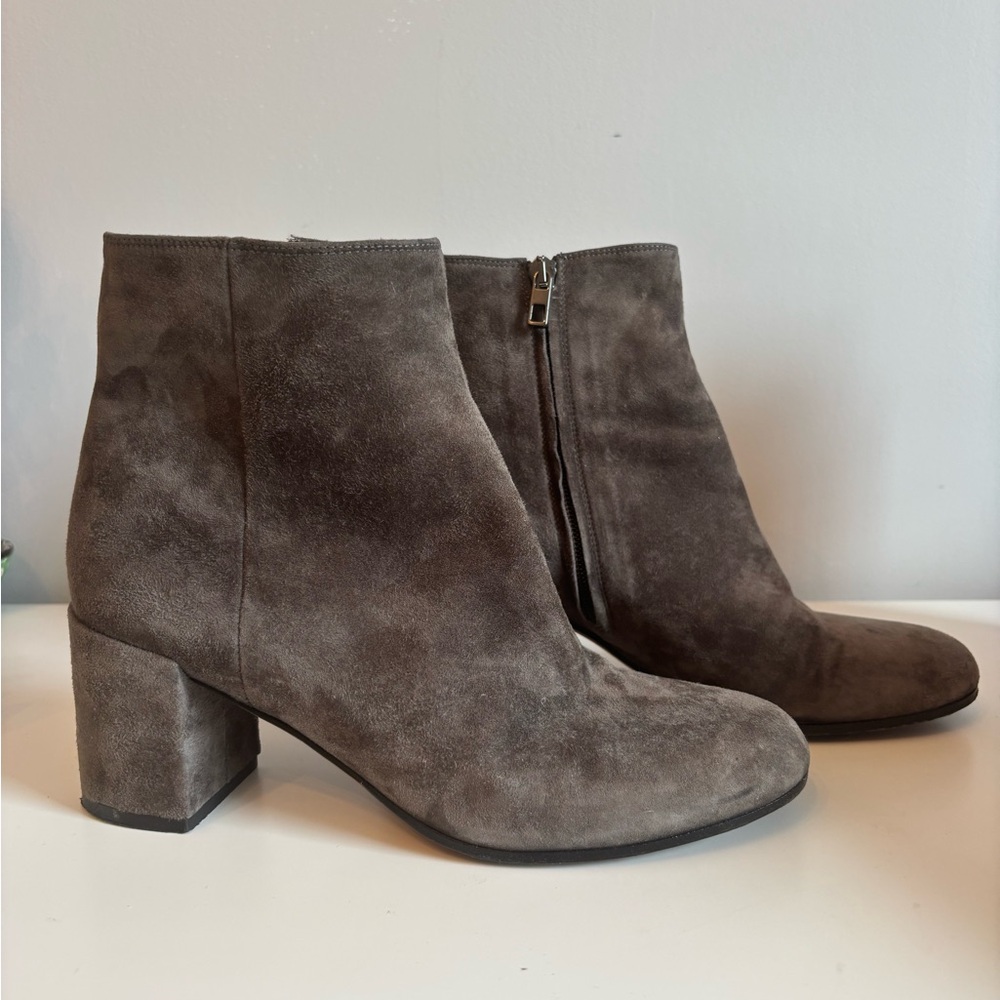 Vince Suede Block Heel Ankle Gray Boots Size 8